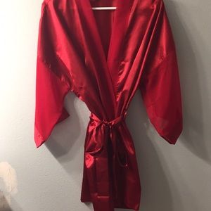 Red silk robe